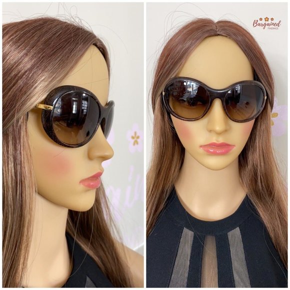 Authentic CHANEL Brown Lenses Lace Acetate Gold Temple Gradient Tint Sunglasses - Picture 4 of 12